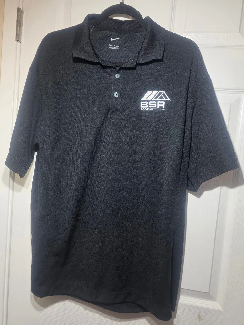 Nike Dri-FIT Polo Shirt Men's Large Black BSR Roofing Embroidered Logo Golf